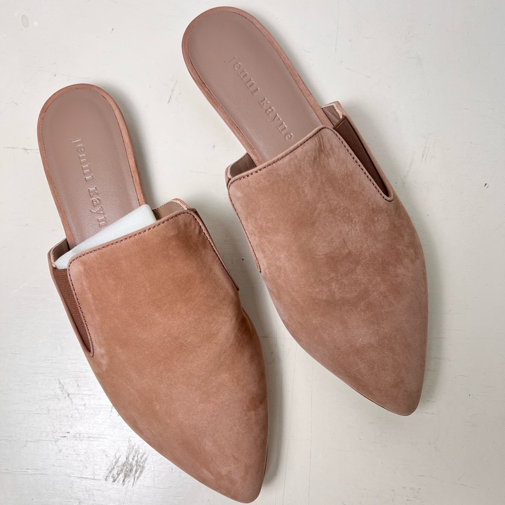 Dusty Rose Suede Pointed-Toe Slip-On Mules